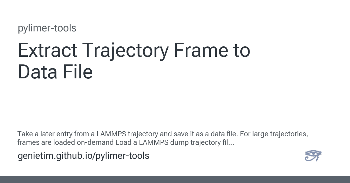 Extract Trajectory Frame to Data File - pylimer-tools