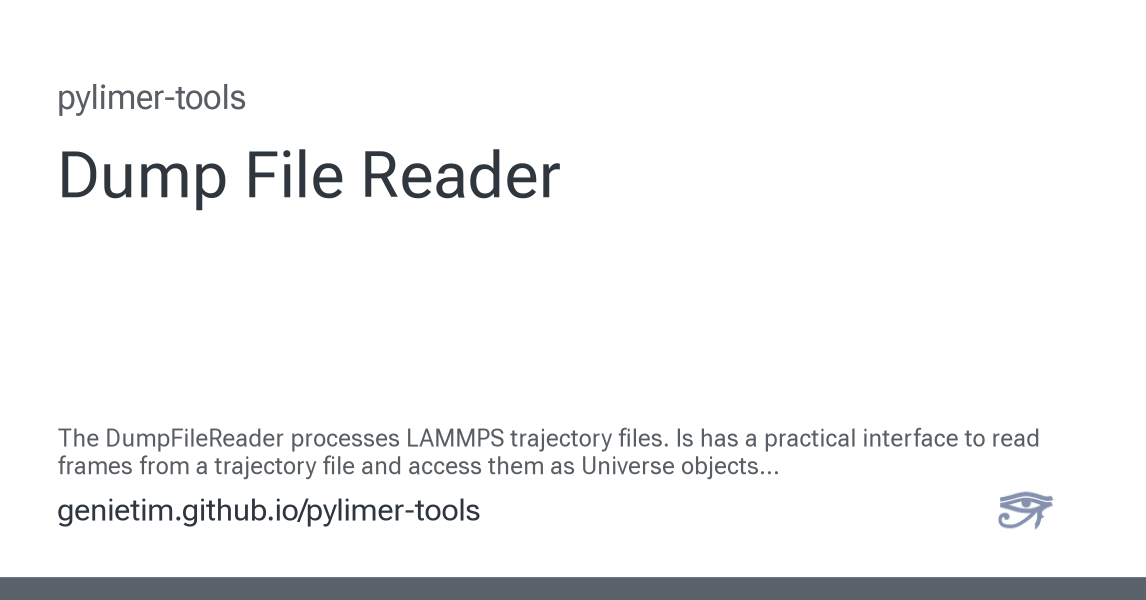 Dump File Reader - pylimer-tools
