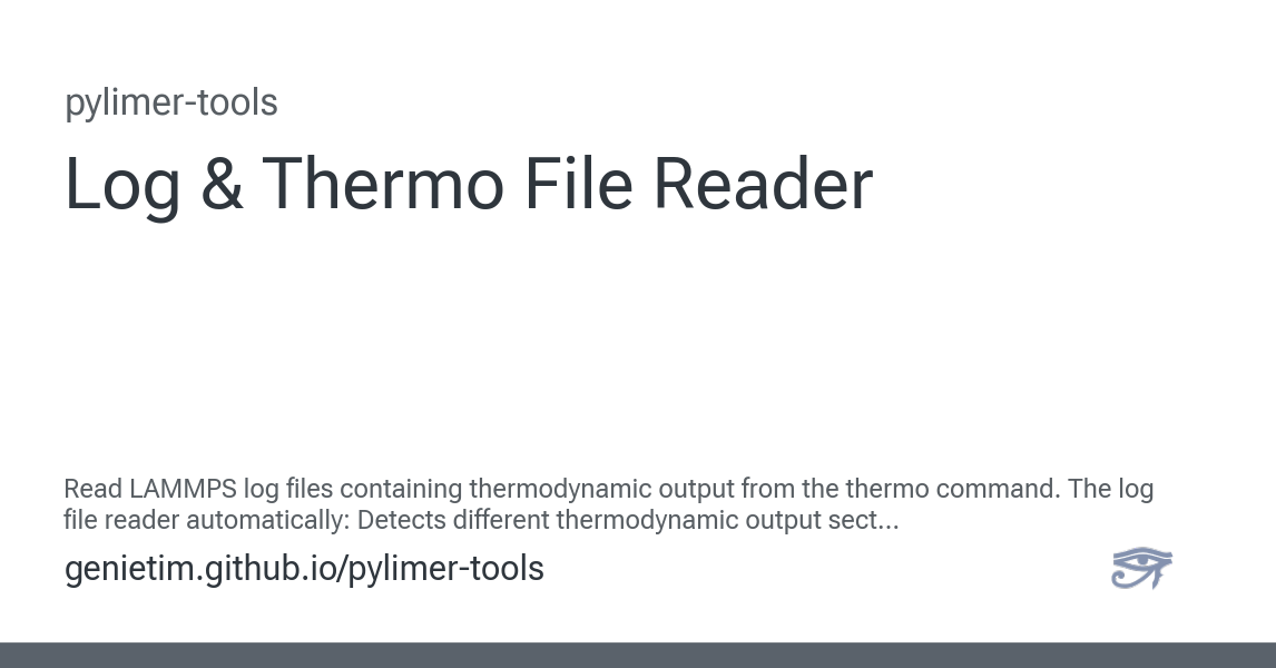 Log & Thermo File Reader - pylimer-tools