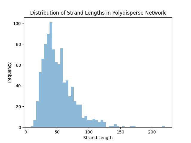 Distribution of Strand Lengths in Polydisperse Network